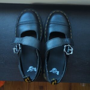 Dr. Martens Addina Mary Jane Platform Shoes Black Leather Size 7